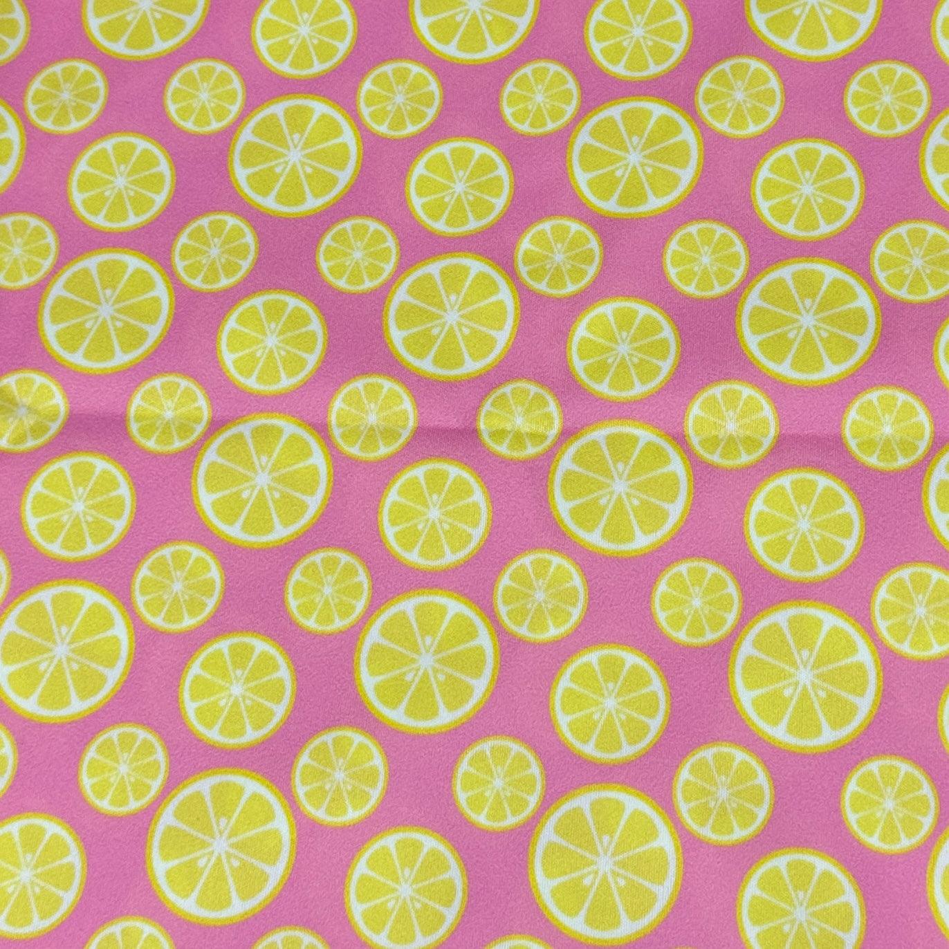 Lemons on Pink 1 mil PUL Fabric - Made in the USA - Nature's Fabrics