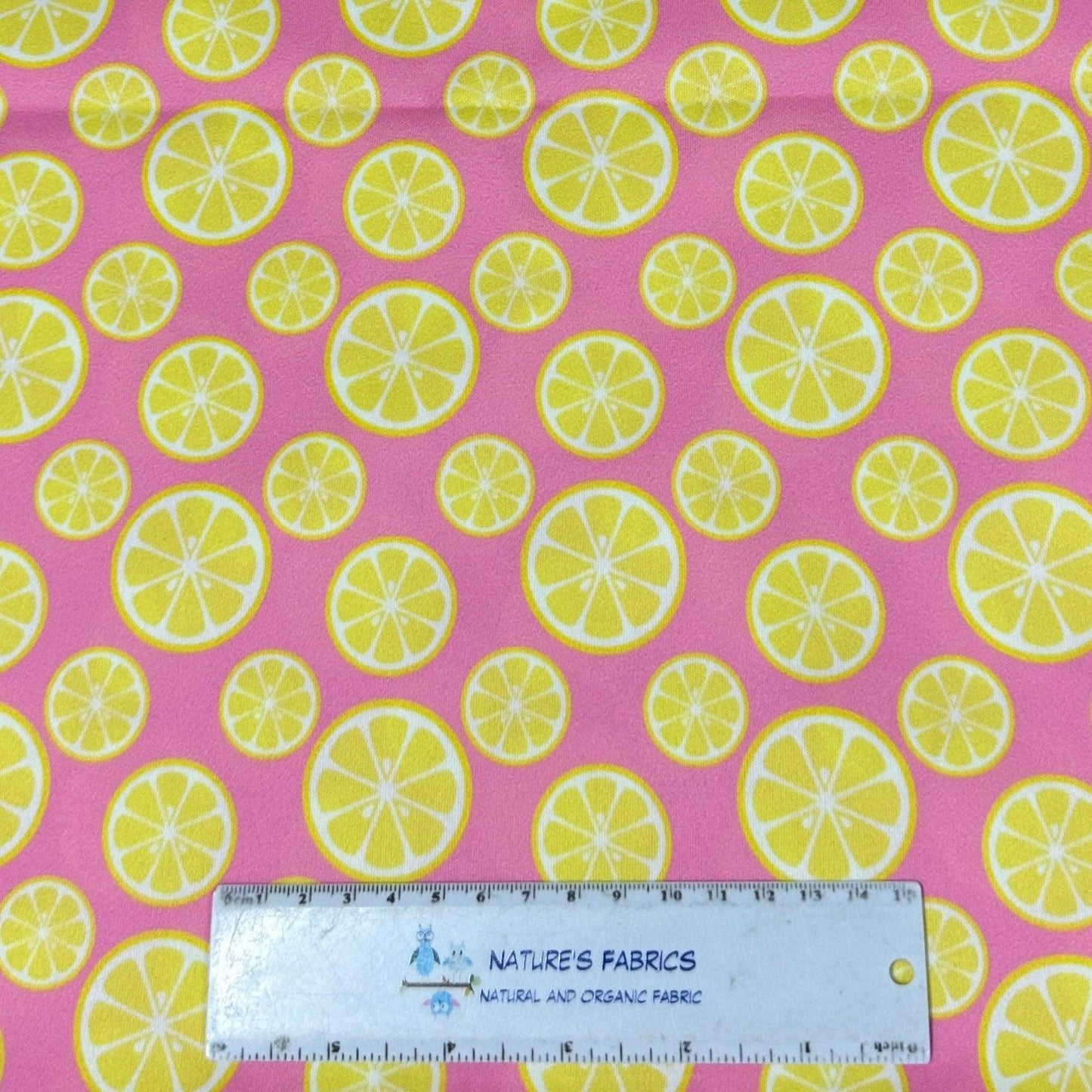 Lemons on Pink 1 mil PUL Fabric - Made in the USA - Nature's Fabrics