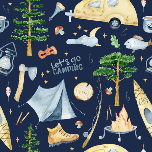 Let's Go Camping on Bamboo/Spandex Jersey Fabric - Nature's Fabrics