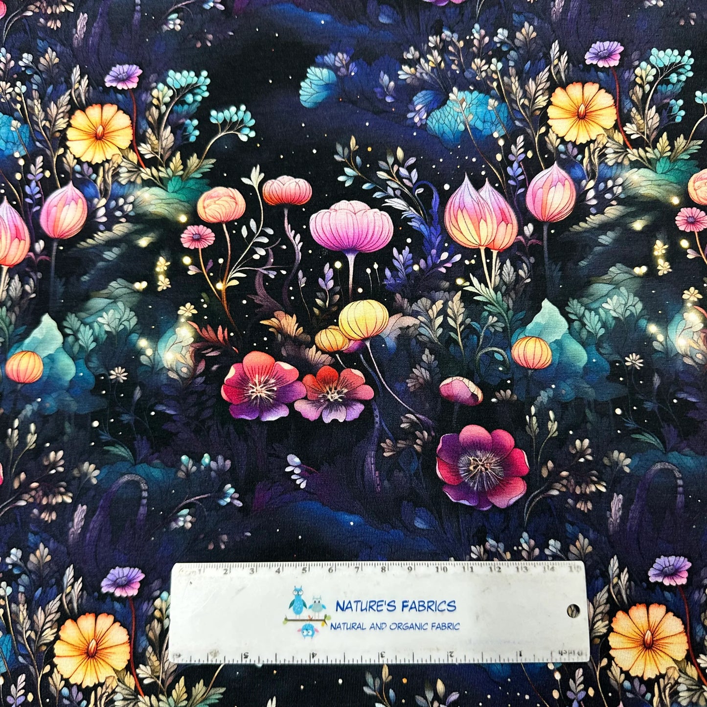 Midnight Garden on Bamboo/Spandex Jersey Fabric - Nature's Fabrics
