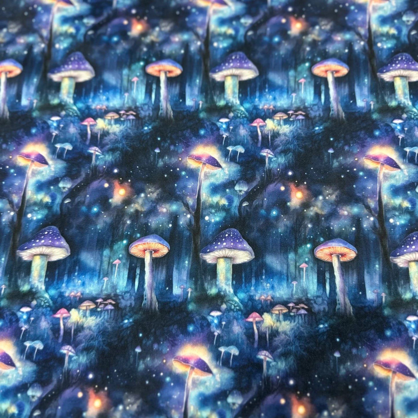 Mushroom Forest at Night 1 mil PUL Fabric - Made in the USA - Nature's Fabrics