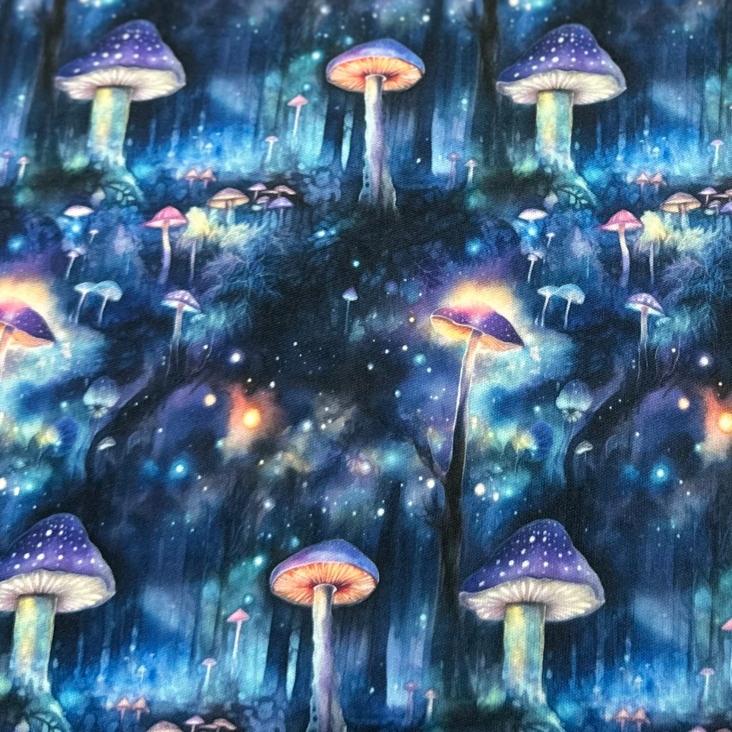 Mushroom Forest at Night 1 mil PUL Fabric - Made in the USA - Nature's Fabrics