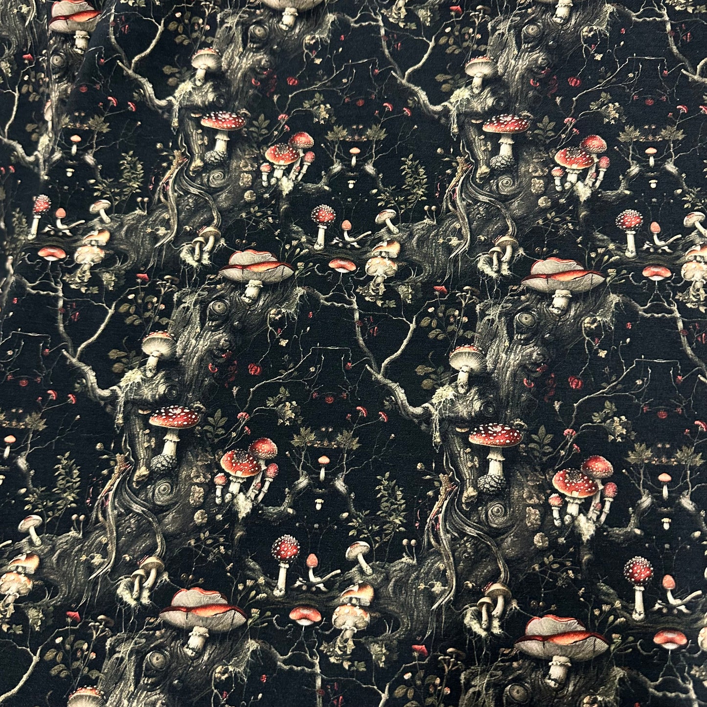 Mushroom Tree on Bamboo/Spandex Jersey Fabric - Nature's Fabrics