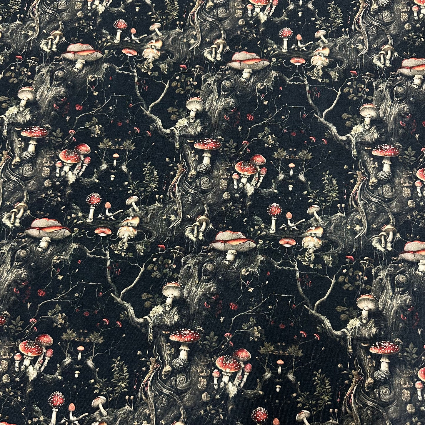 Mushroom Tree on Bamboo/Spandex Jersey Fabric - Nature's Fabrics