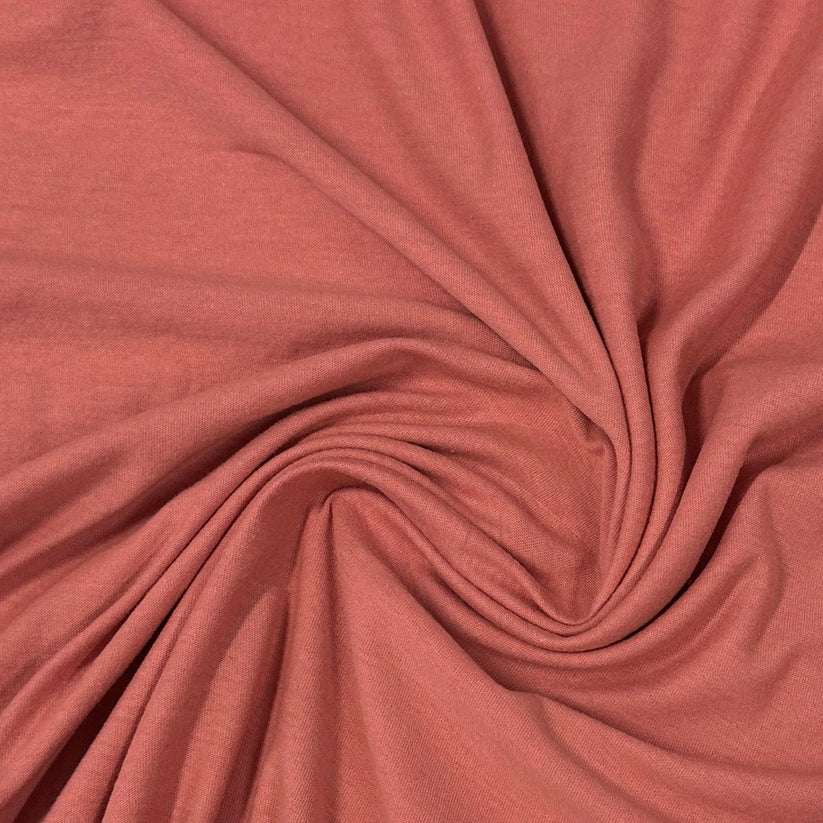Muted Coral Organic Cotton Rib Knit Fabric - Grown in the USA - 150 GSM - Nature's Fabrics