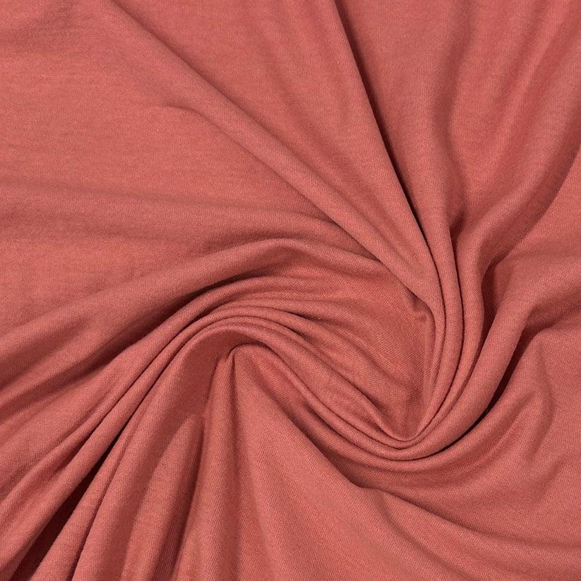 Muted Coral Organic Cotton Rib Knit Fabric - Grown in the USA - 150 GSM - Nature's Fabrics