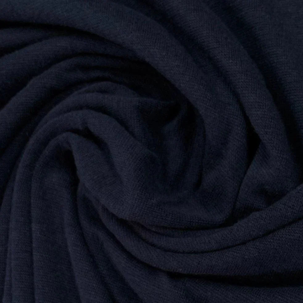 Navy blue natural fabric from Nature's Fabrics draped in soft folds
