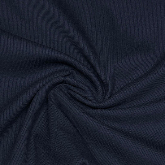 Navy Cotton/Spandex Rib Knit Fabric - 2x1 - Nature's Fabrics