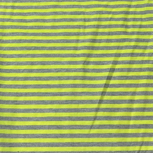 Nature's Fabrics grey and neon yellow horizontal striped fabric