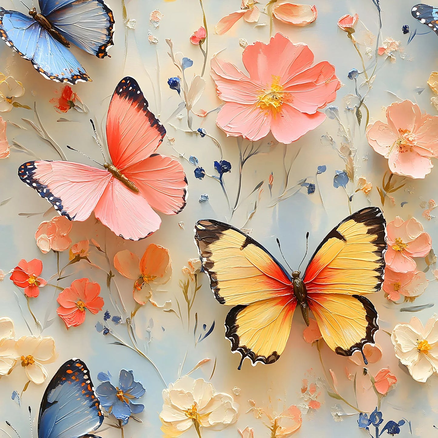Colorful butterflies and flowers on Nature's Fabrics natural fabric print