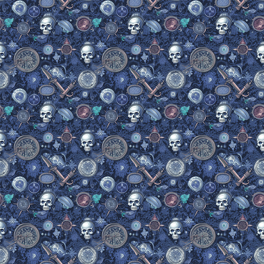 Pirate Skulls on Organic Cotton/Spandex Jersey Fabric