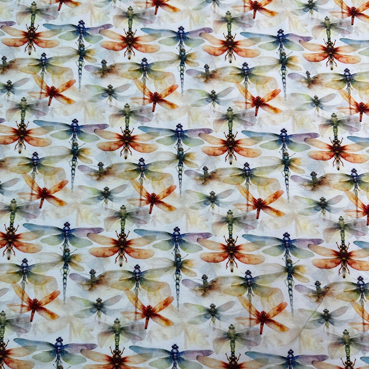 Orange Dragonflies on Bamboo/Spandex Jersey Fabric - Nature's Fabrics