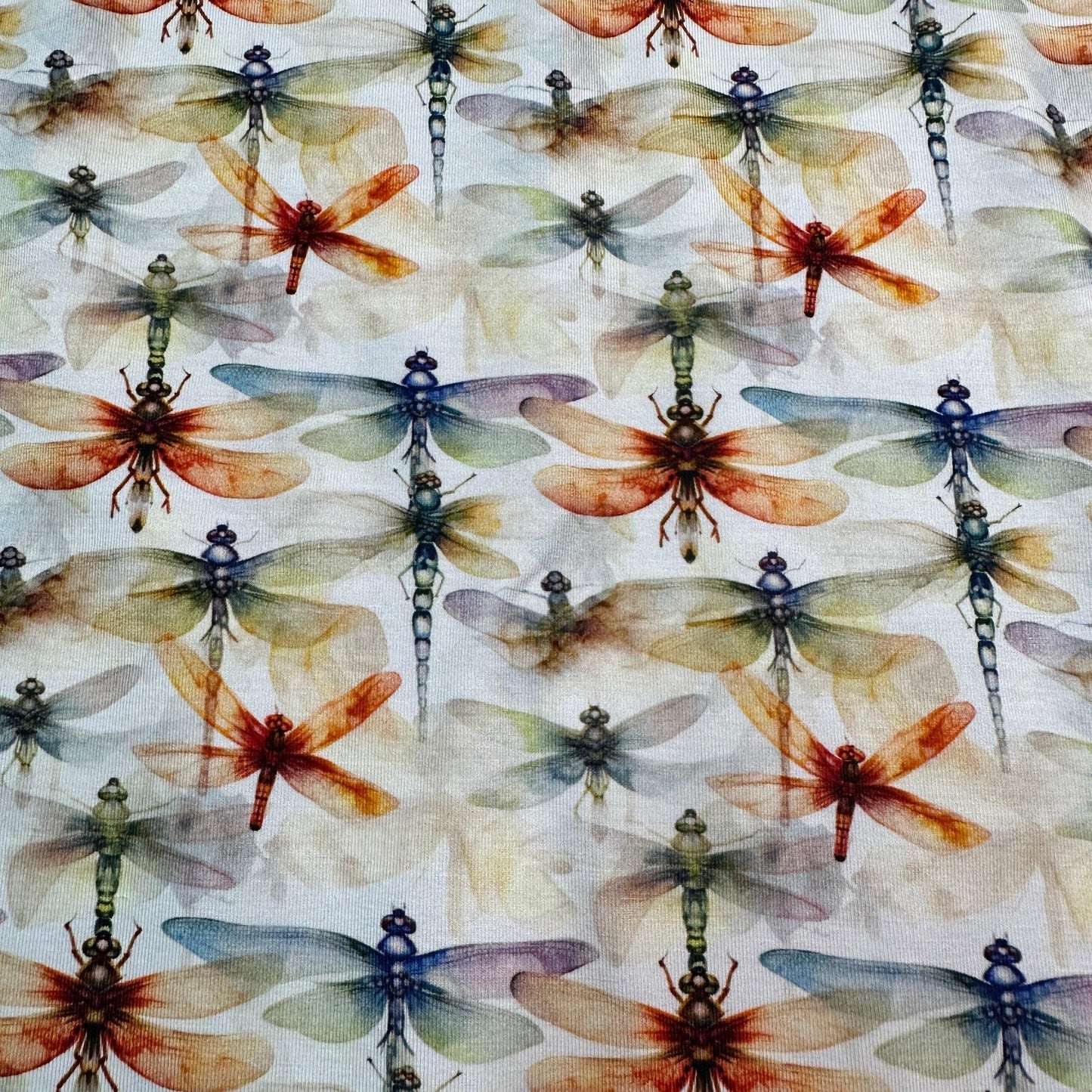Orange Dragonflies on Bamboo/Spandex Jersey Fabric - Nature's Fabrics