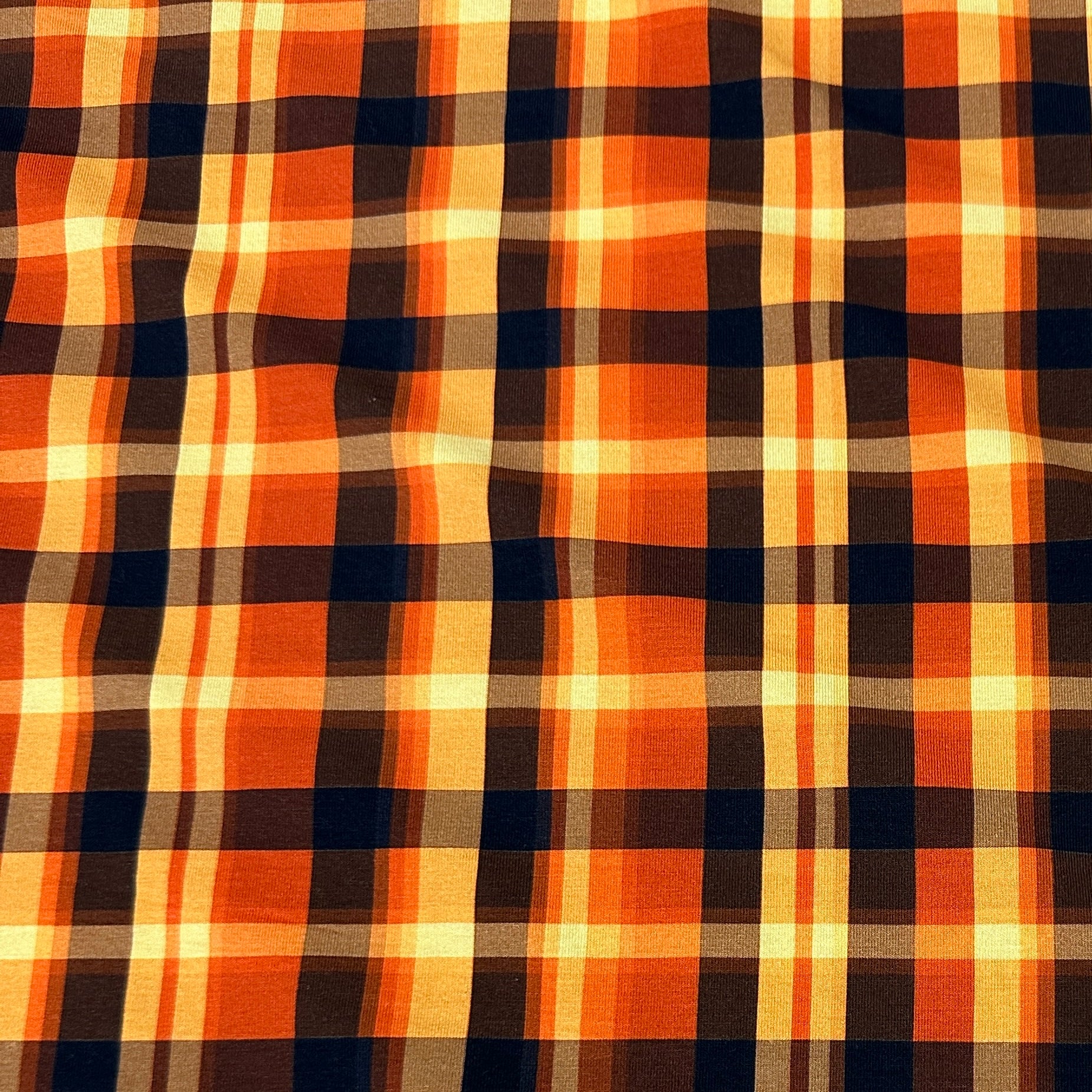 Orange Plaid on Bamboo/Spandex Jersey Fabric - Nature's Fabrics