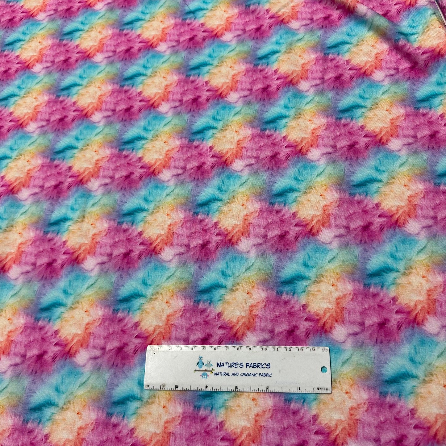 Pastel Rainbow Fur on Bamboo/Spandex Jersey Fabric - Nature's Fabrics