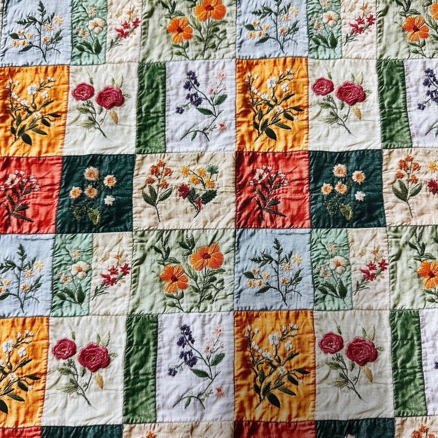 Patchwork Quilt on Bamboo/Spandex Jersey Fabric - Nature's Fabrics