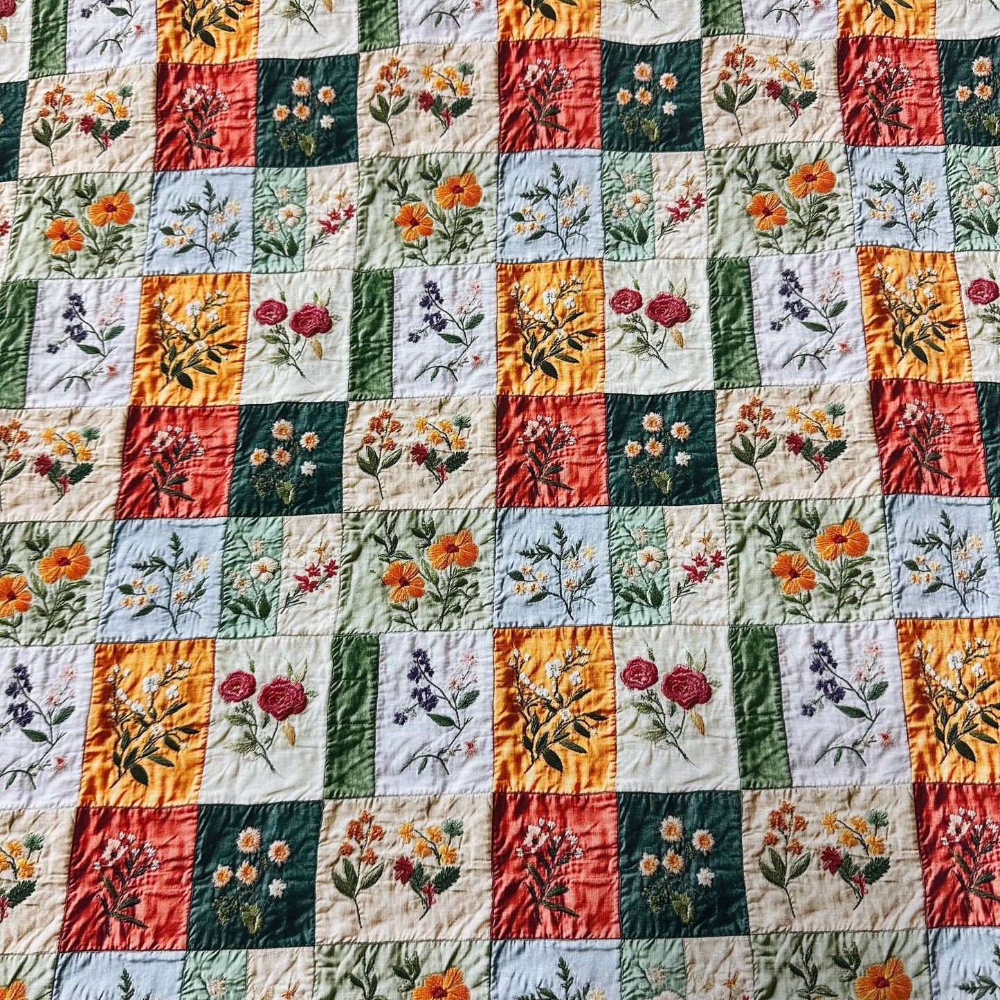 Patchwork Quilt on Bamboo/Spandex Jersey Fabric - Nature's Fabrics