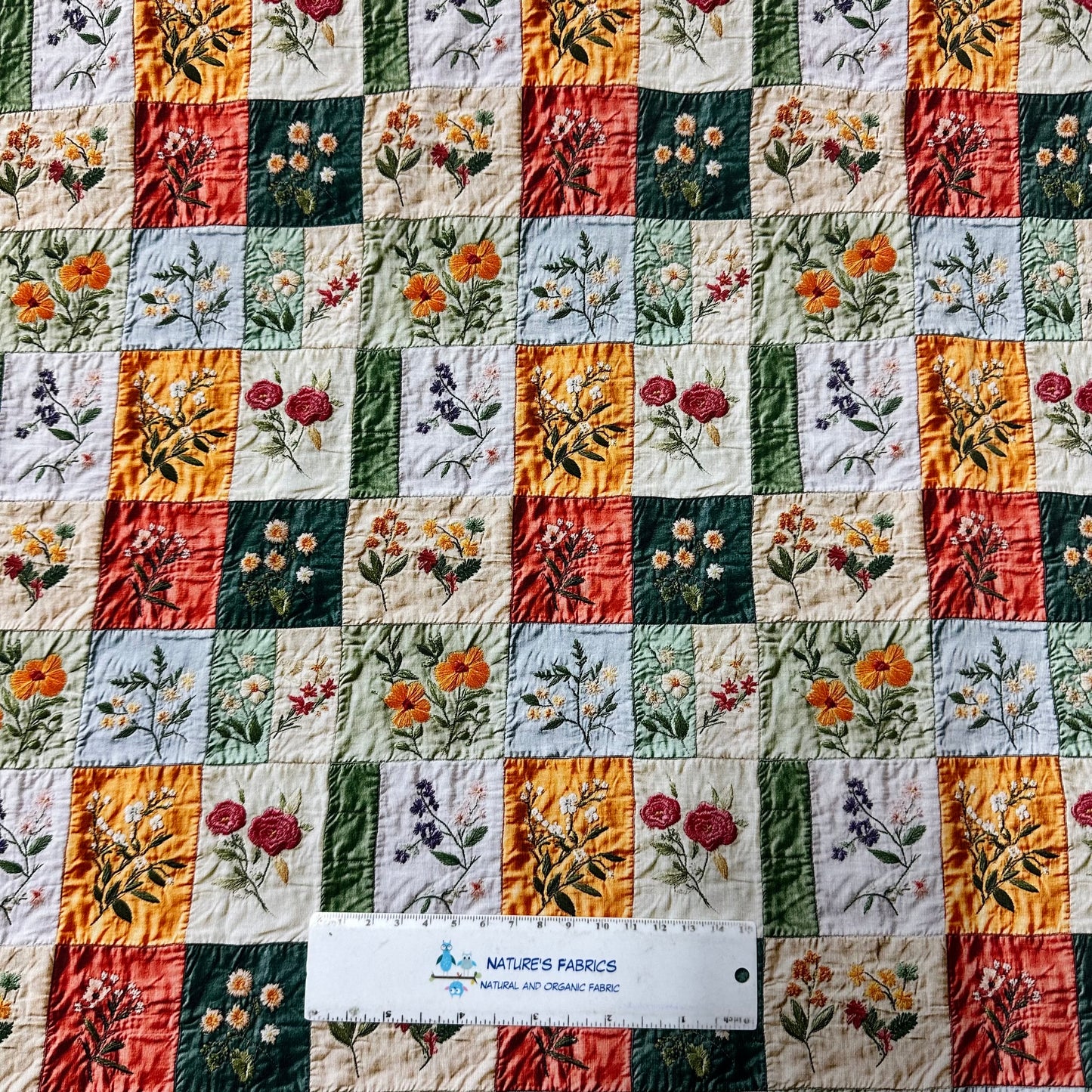 Patchwork Quilt on Bamboo/Spandex Jersey Fabric - Nature's Fabrics