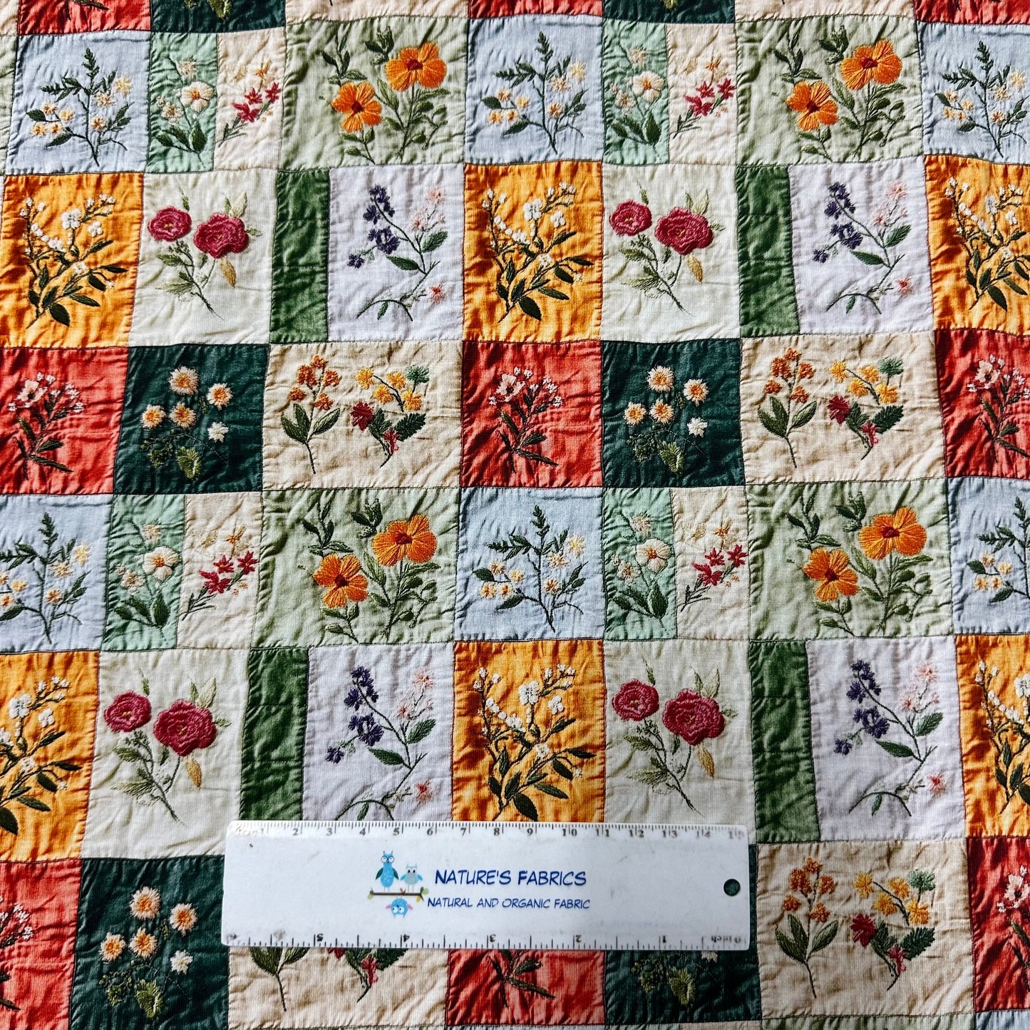 Patchwork Quilt on Bamboo/Spandex Jersey Fabric - Nature's Fabrics