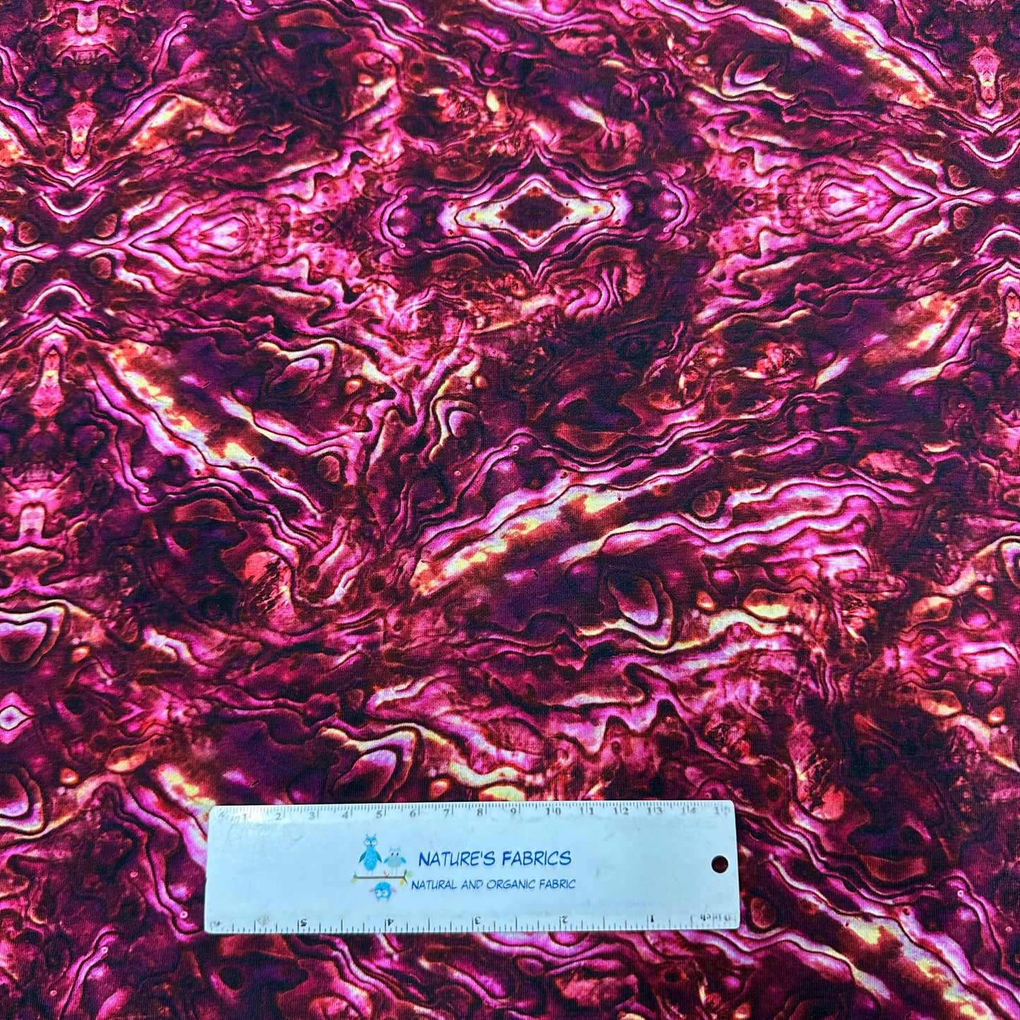 Pink Abalone on Bamboo/Spandex Jersey Fabric - Nature's Fabrics