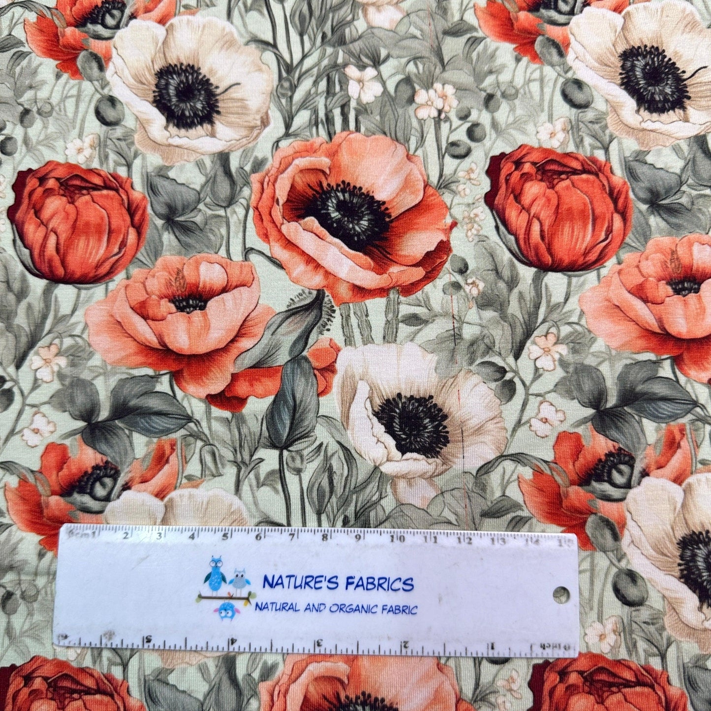 Poppy Garden on Bamboo/Spandex Jersey Fabric - Nature's Fabrics