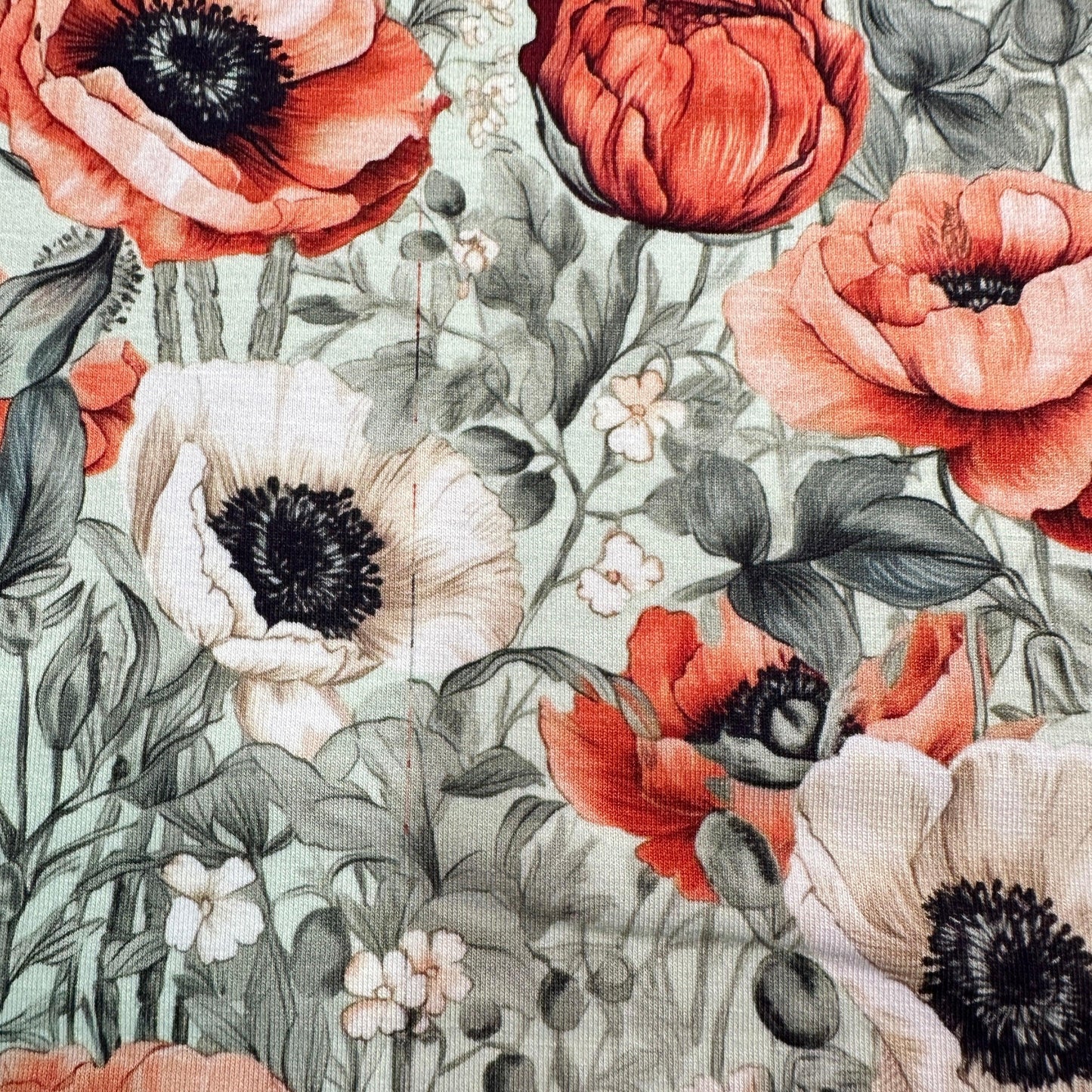 Poppy Garden on Bamboo/Spandex Jersey Fabric - Nature's Fabrics
