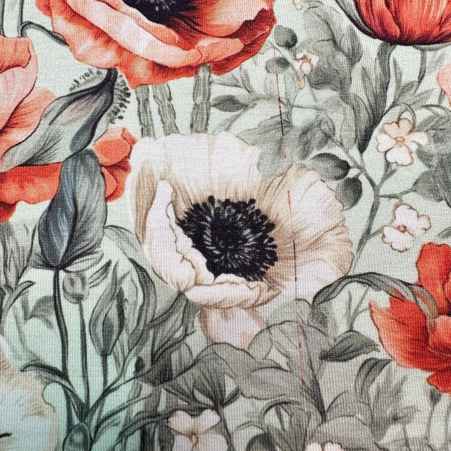 Poppy Garden on Bamboo/Spandex Jersey Fabric - Nature's Fabrics