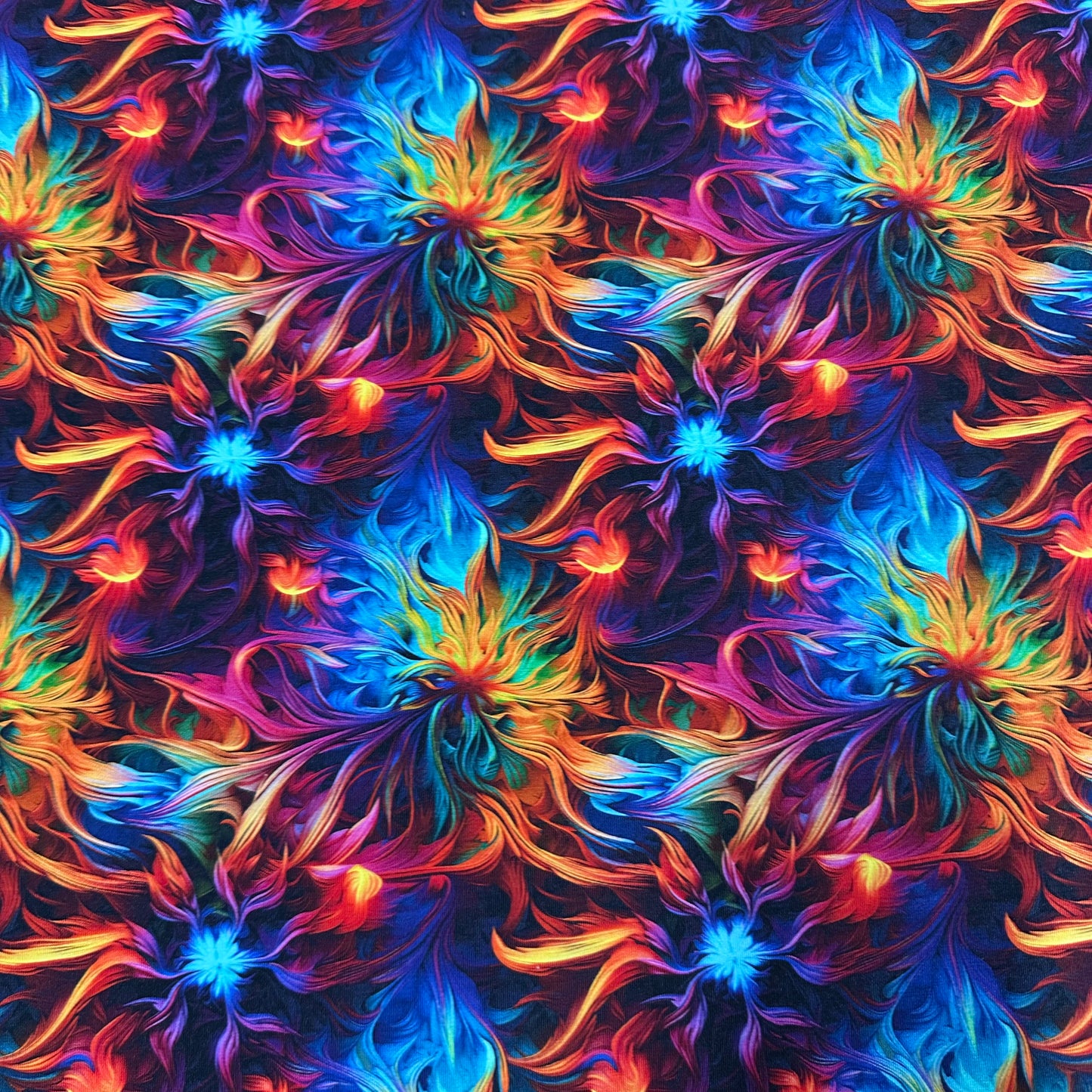 Psychedelic Brush Strokes on Bamboo Stretch French Terry Fabric - Nature's Fabrics