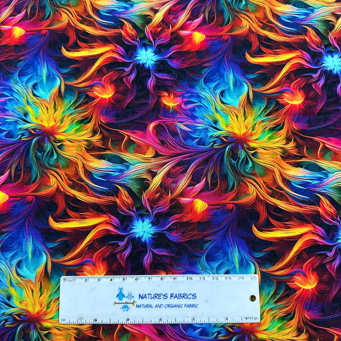 Psychedelic Brush Strokes on Bamboo/Spandex Jersey Fabric - Nature's Fabrics