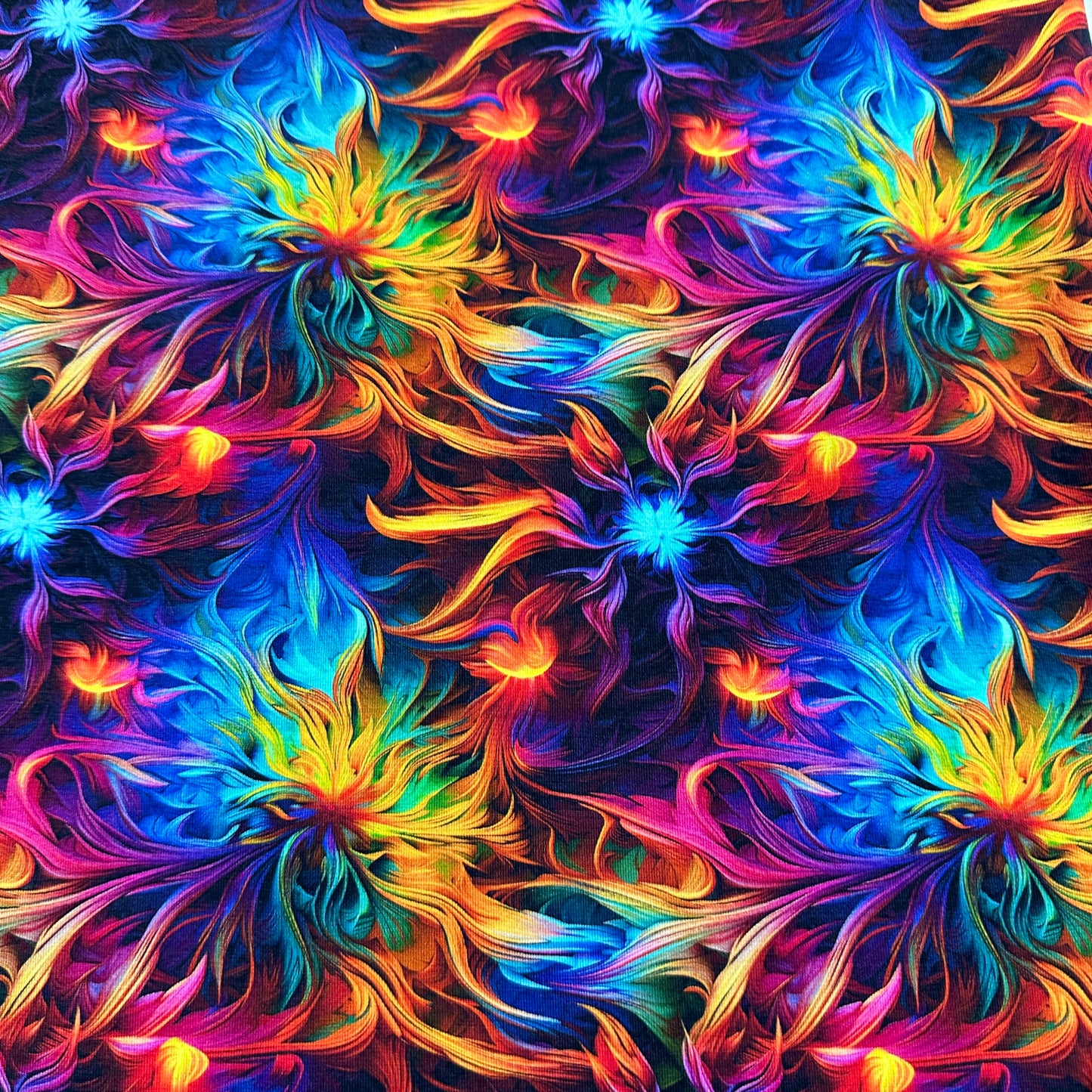 Psychedelic Brush Strokes on Bamboo/Spandex Jersey Fabric - Nature's Fabrics