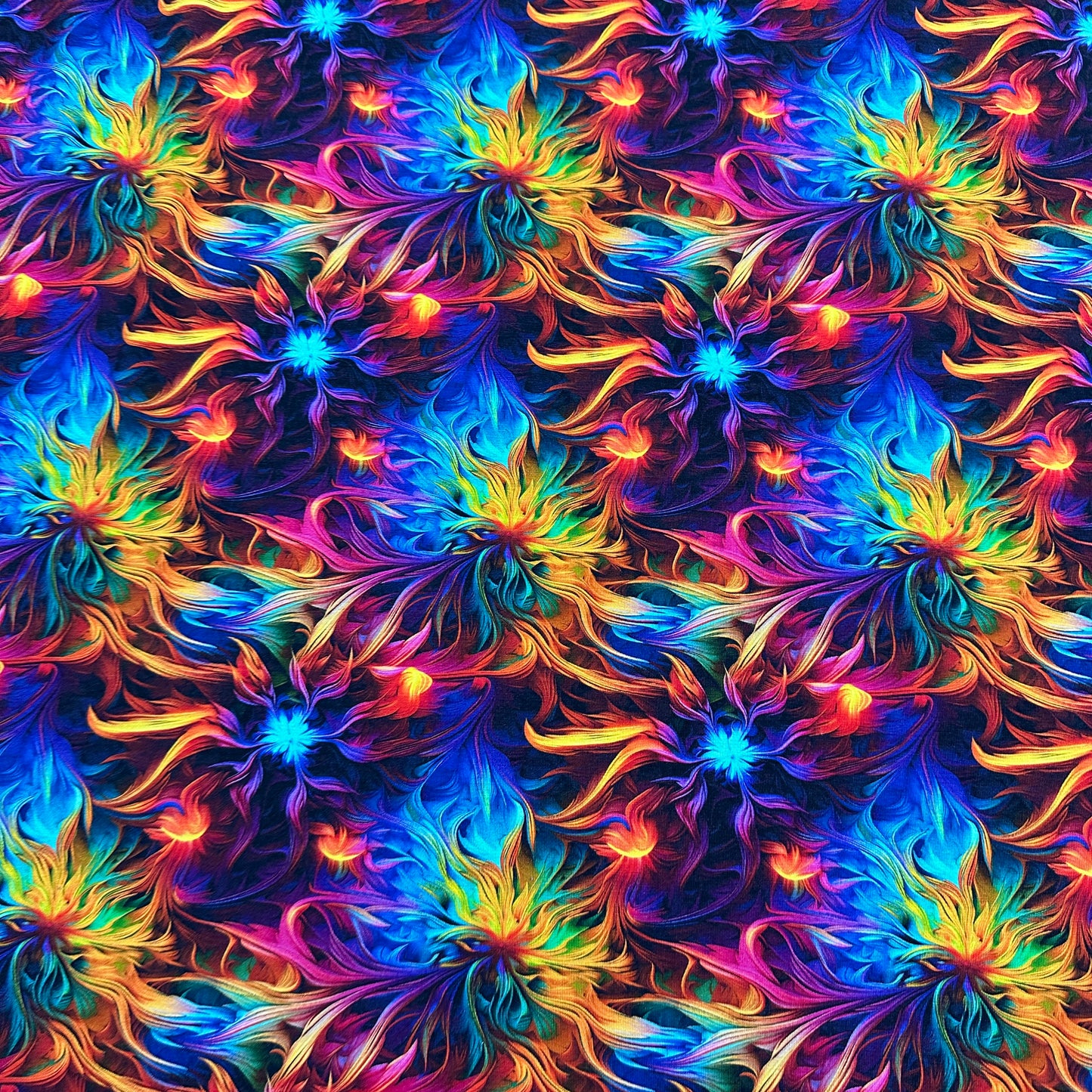 Psychedelic Brush Strokes on Bamboo/Spandex Jersey Fabric - Nature's Fabrics
