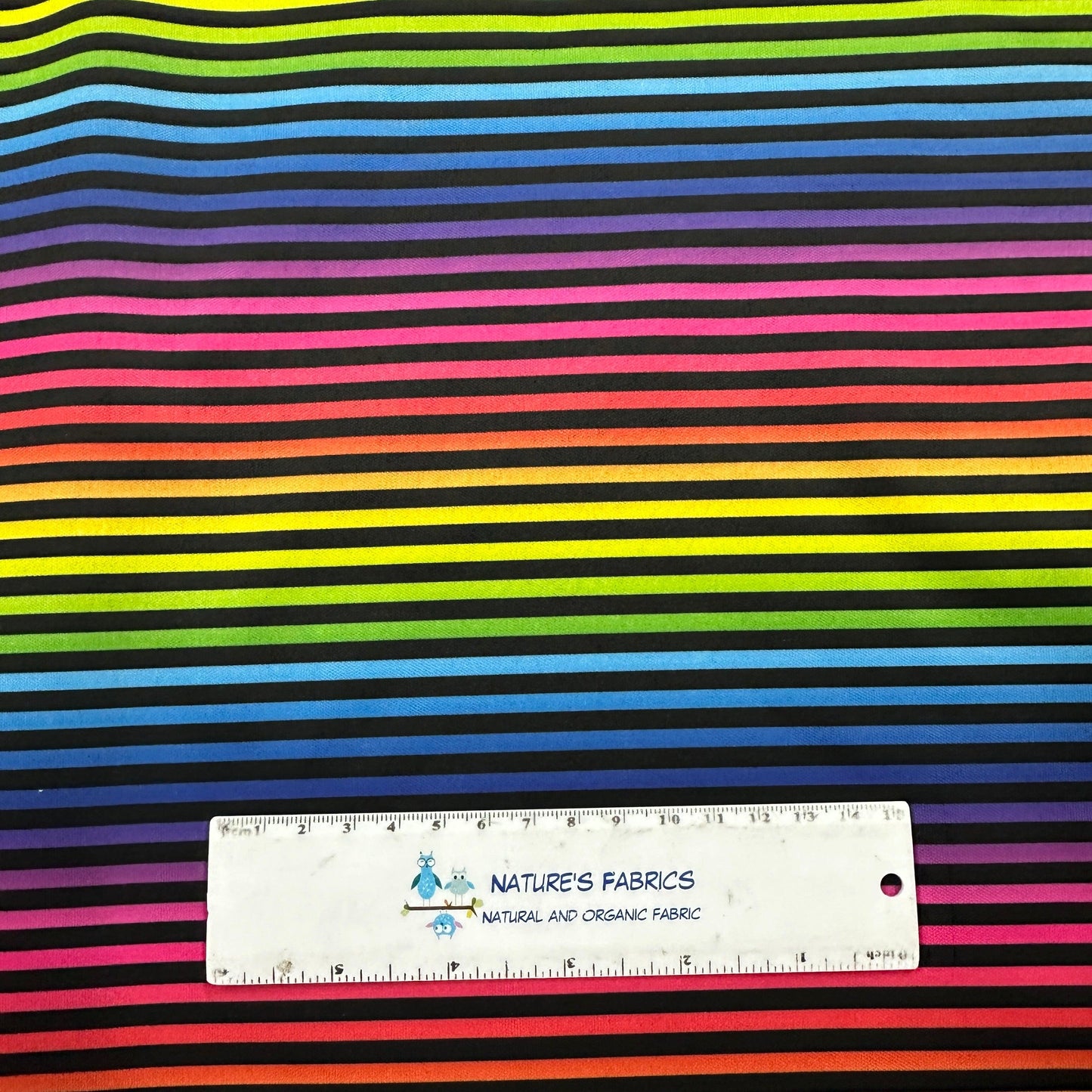 Rainbow and Black Stripes on 1 mil PUL Fabric - Made in the USA - Nature's Fabrics