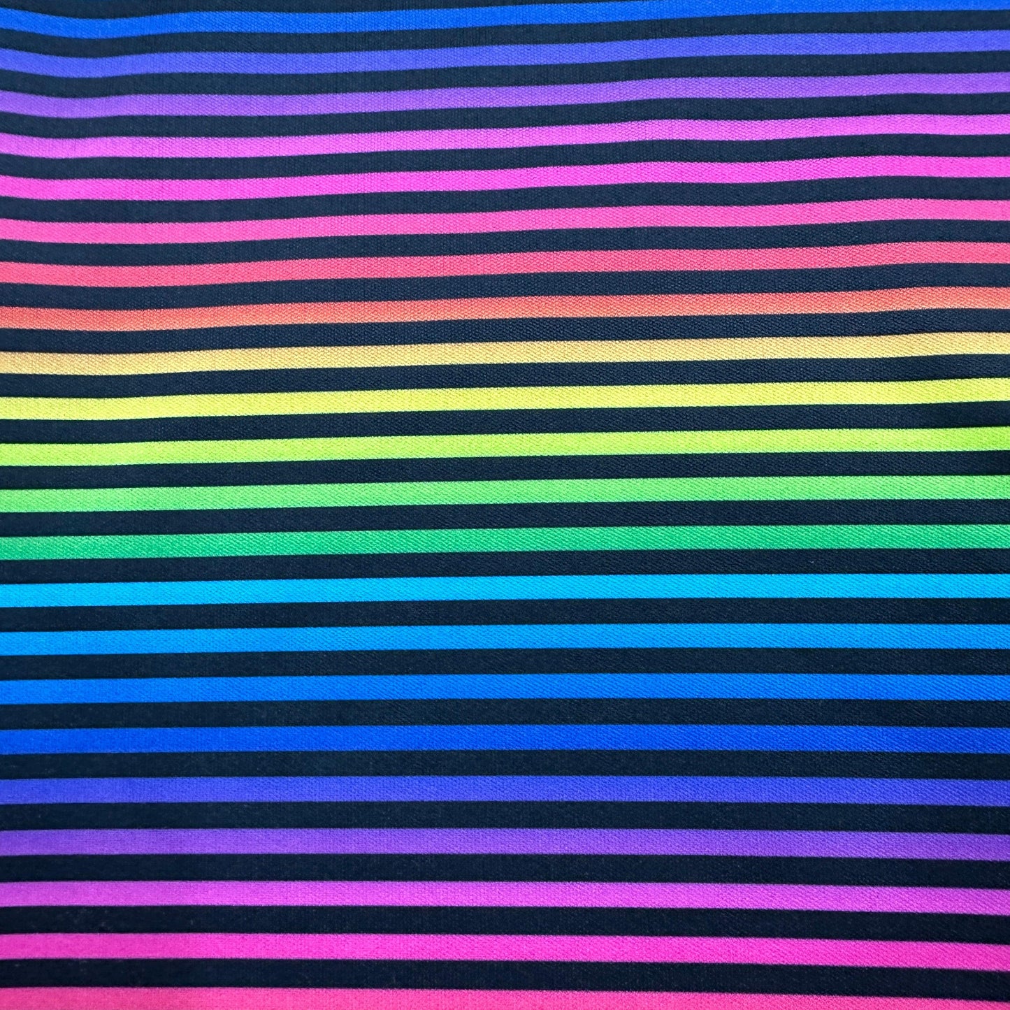 Rainbow and Black Stripes on 1 mil PUL Fabric - Made in the USA - Nature's Fabrics