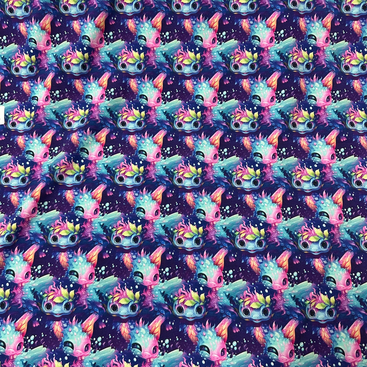 Rainbow Axolotls on Bamboo/Spandex Jersey Fabric - Nature's Fabrics