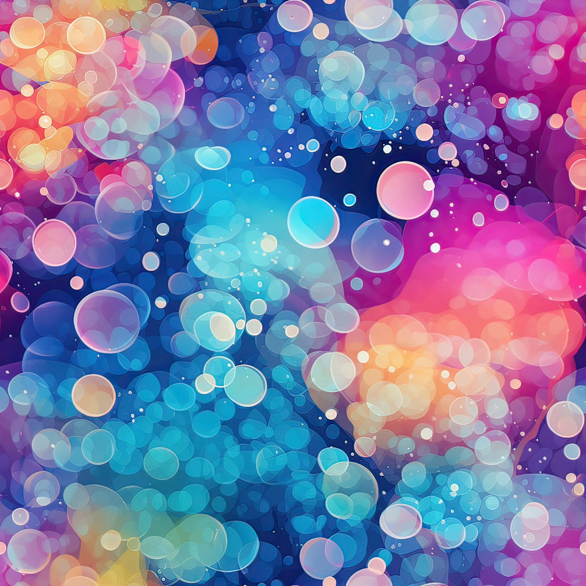 Abstract colorful bokeh bubbles pattern fabric by Nature's Fabrics