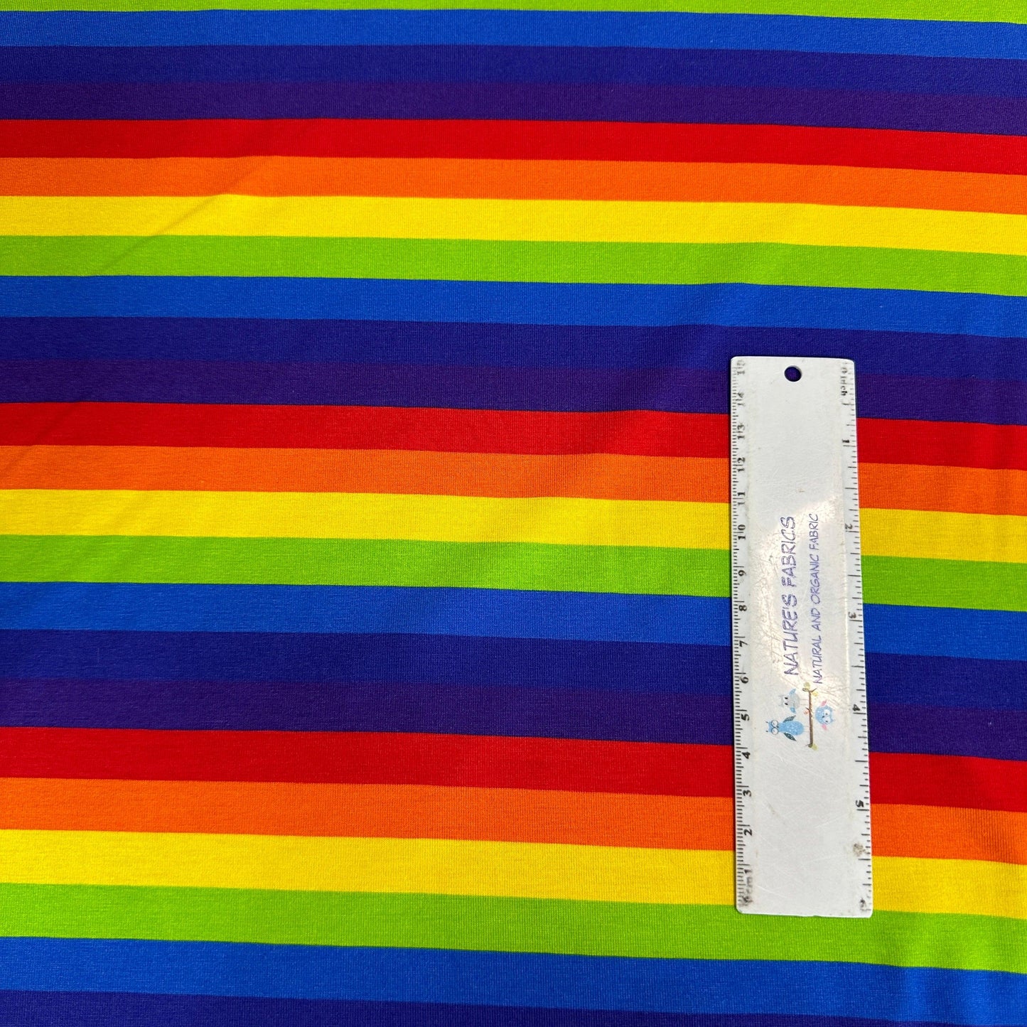Rainbow Stripe on Bamboo/Spandex Jersey Fabric - Nature's Fabrics