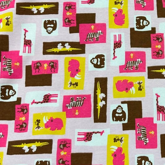 Nature's Fabrics organic cotton fabric with colorful cartoon wild animal prints