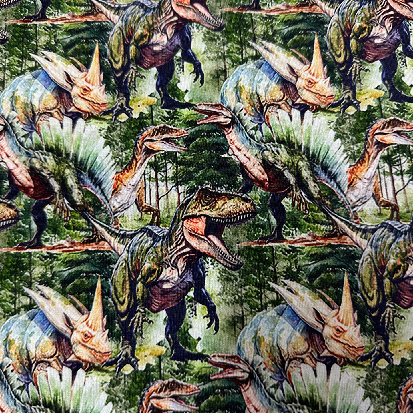 Real Dinos on Organic Cotton/Spandex Jersey Fabric - Nature's Fabrics