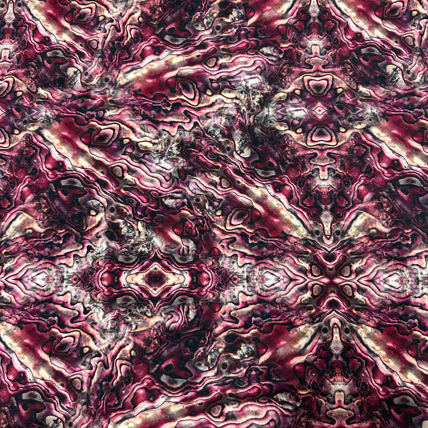 Red Abalone on Bamboo/Spandex Jersey Fabric - Nature's Fabrics