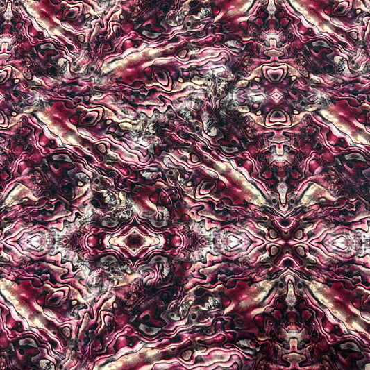 Nature's Fabrics maroon and gold abstract swirling pattern organic fabric
