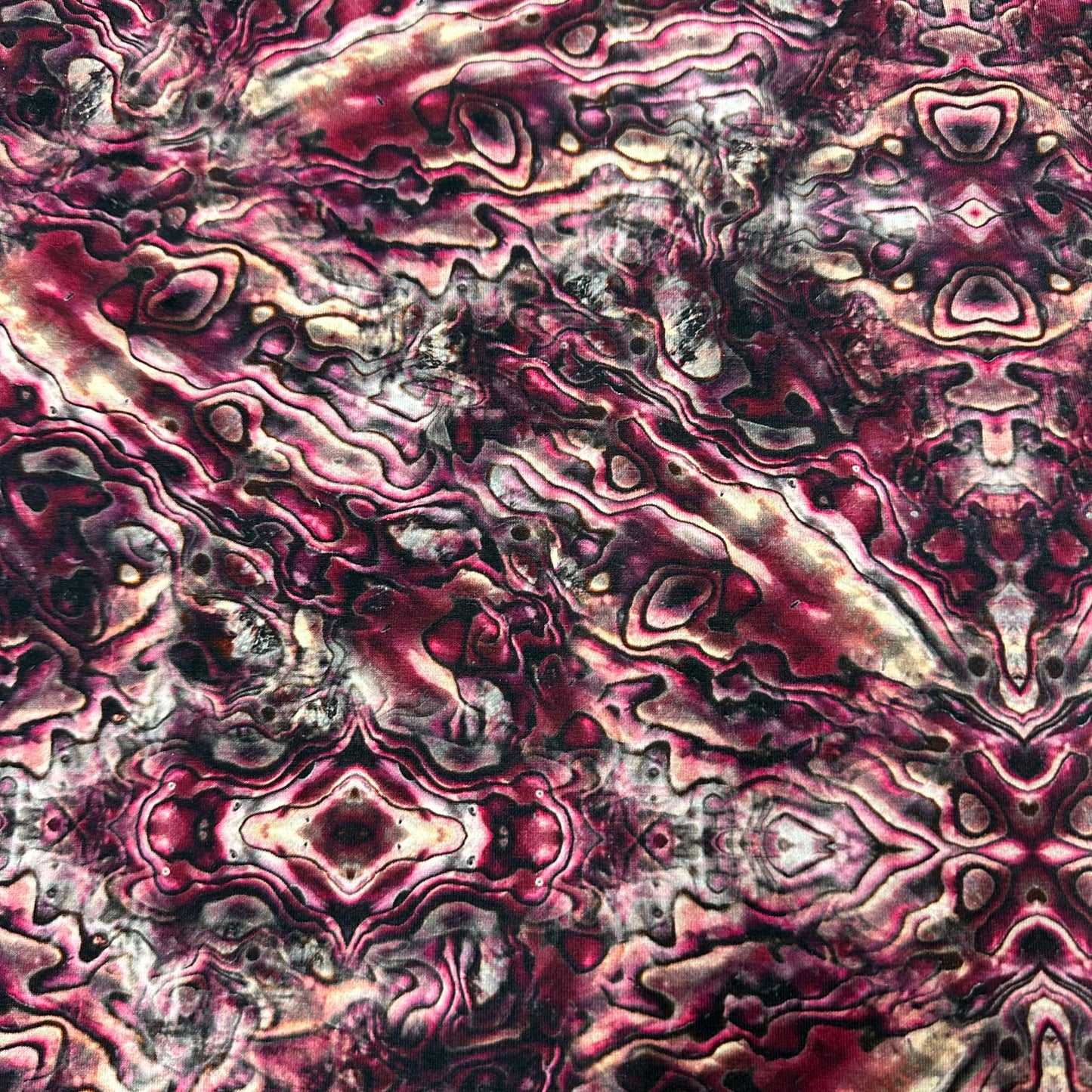 Red Abalone on Bamboo/Spandex Jersey Fabric - Nature's Fabrics
