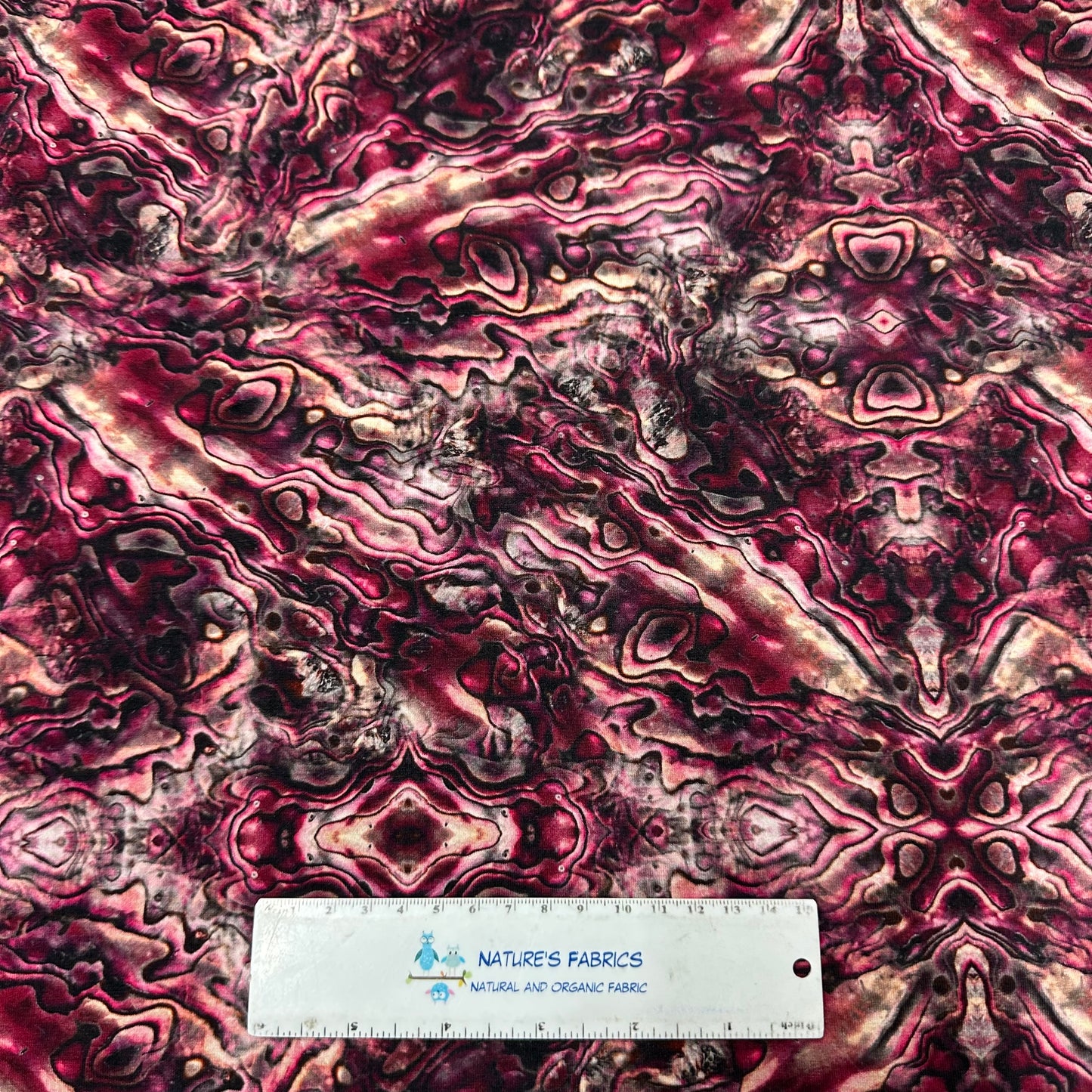 Red Abalone on Bamboo/Spandex Jersey Fabric - Nature's Fabrics