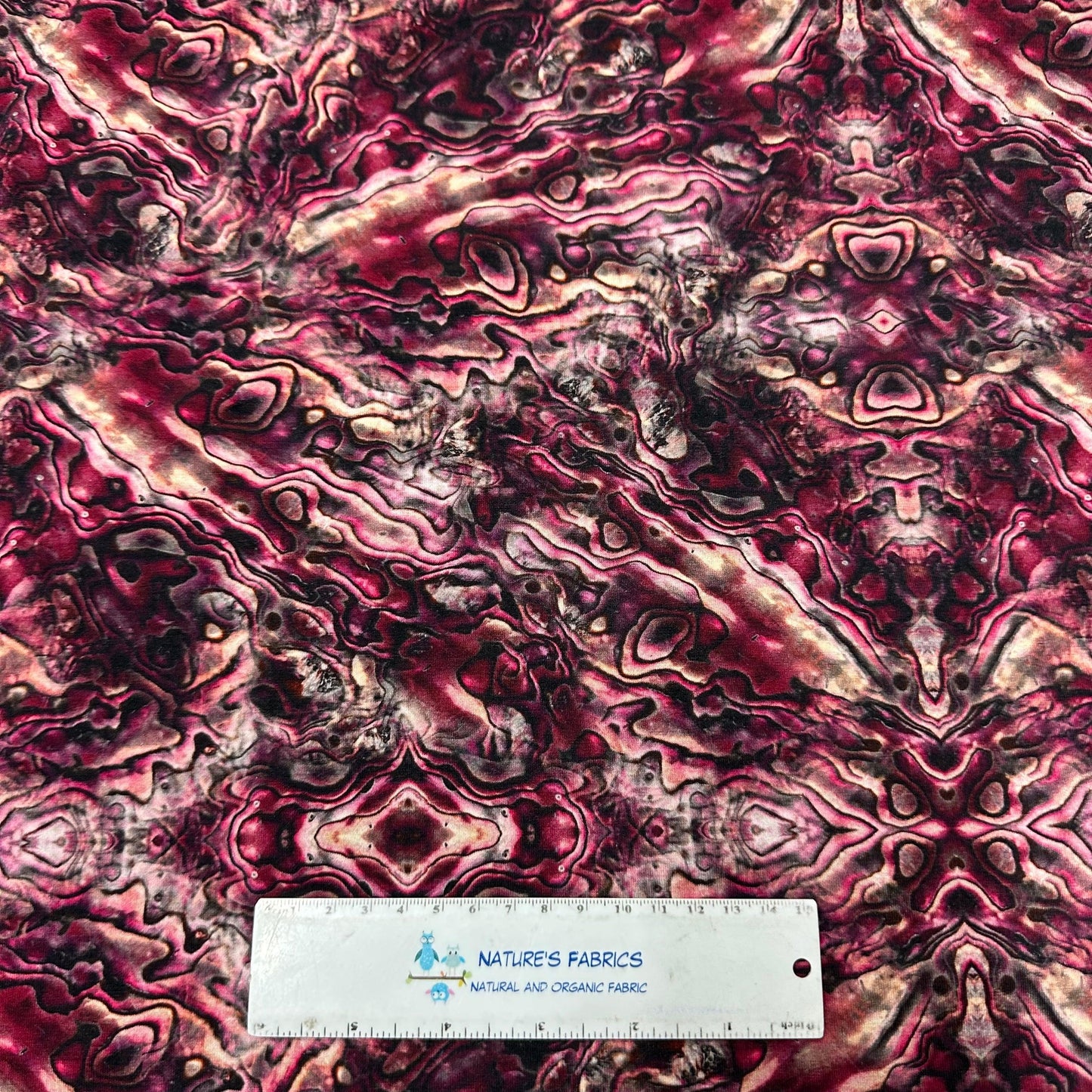 Red Abalone on Bamboo/Spandex Jersey Fabric - Nature's Fabrics