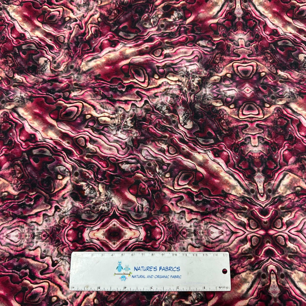 Red Abalone on Bamboo/Spandex Jersey Fabric - Nature's Fabrics