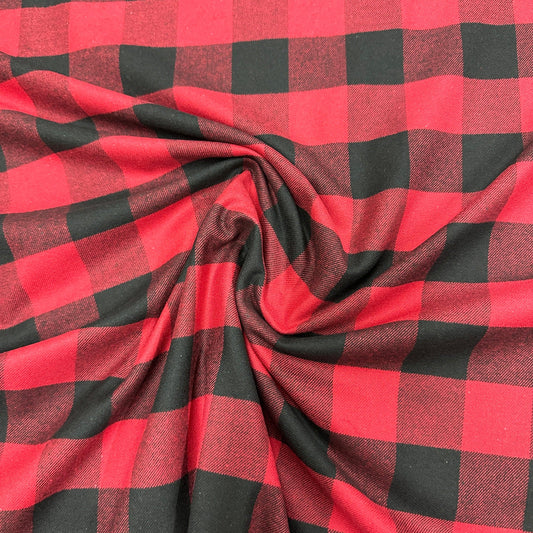 Red and Black Plaid Cotton Flannel Fabric - Nature's Fabrics