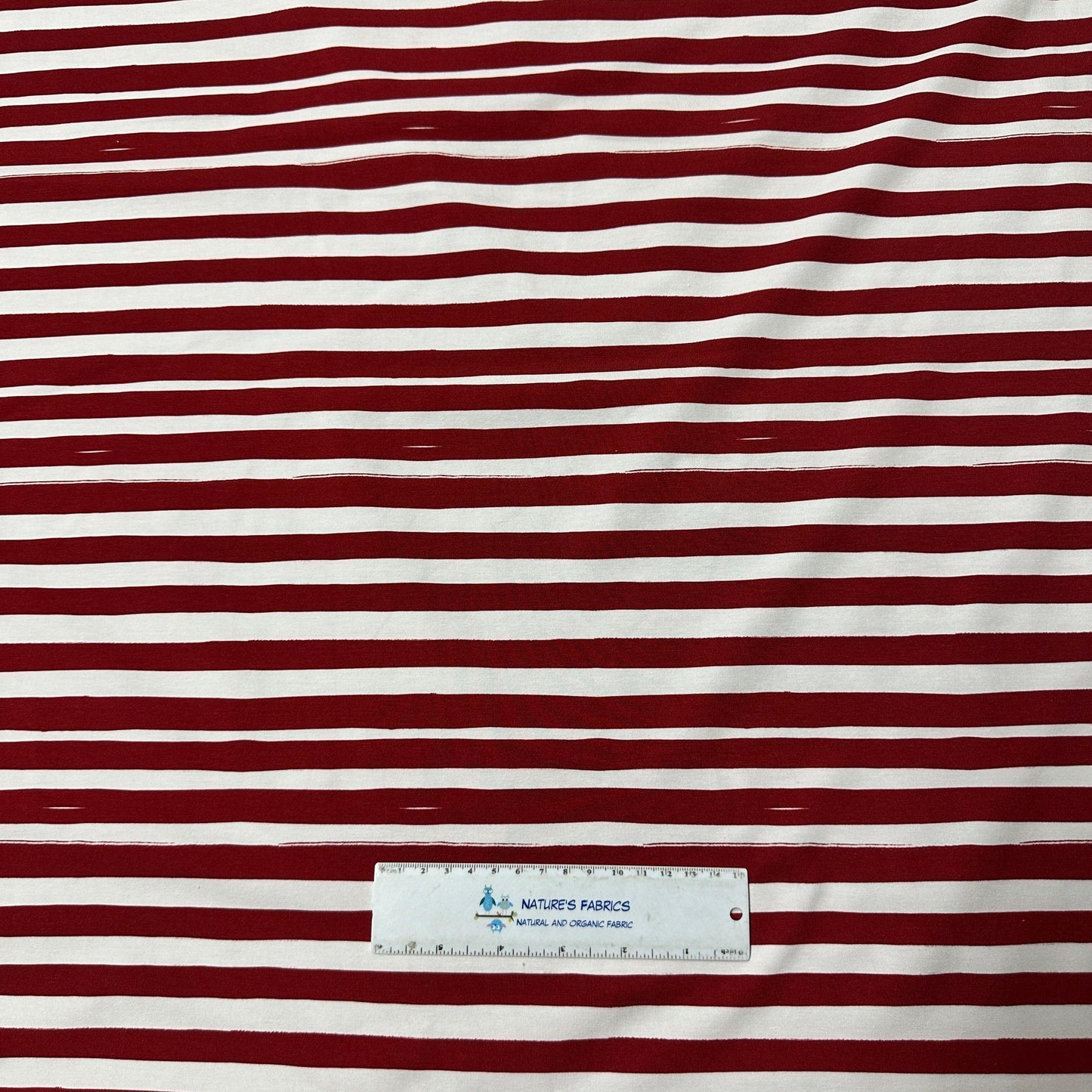 Red and White Stripes on Bamboo/Spandex Jersey Fabric - Nature's Fabrics