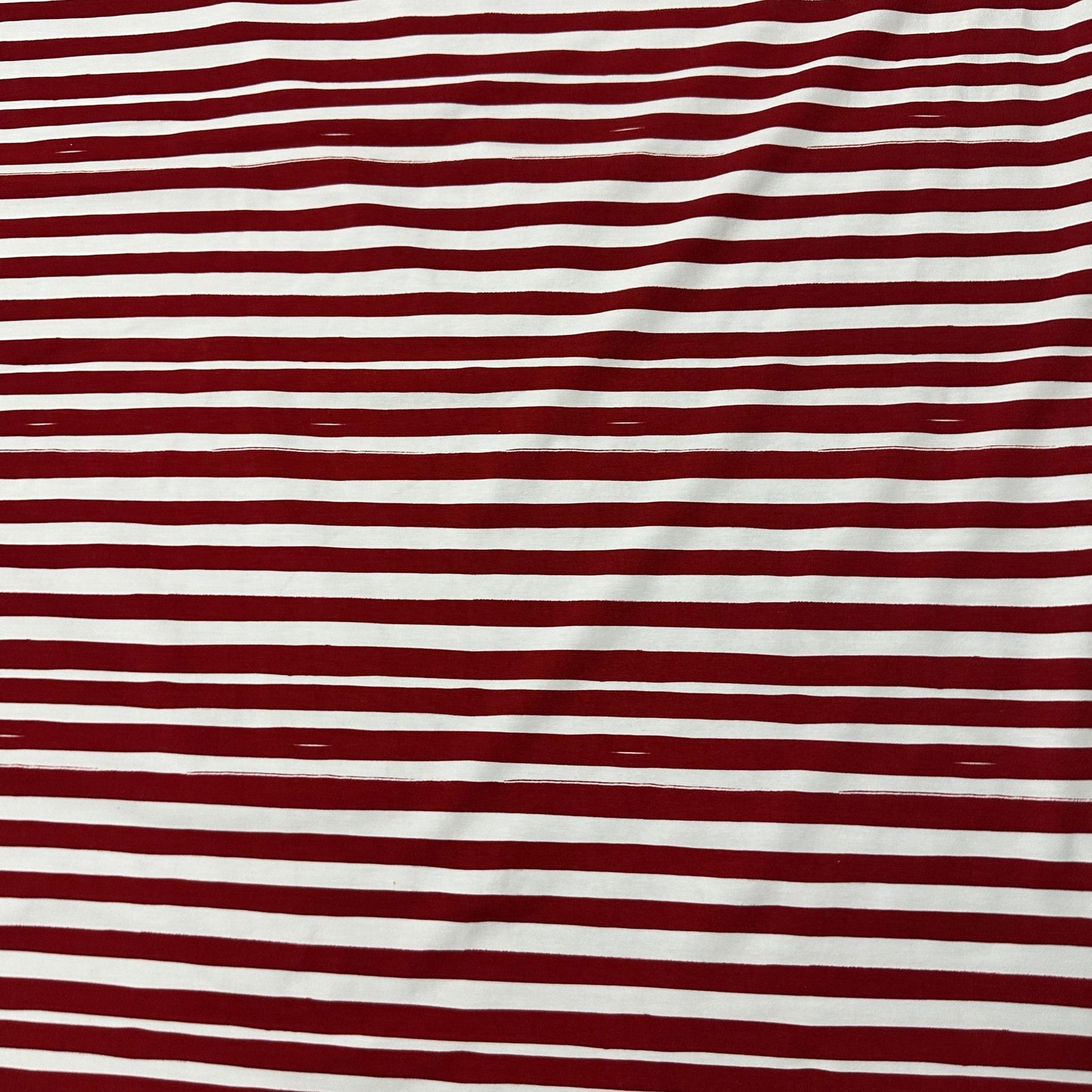 Red and White Stripes on Bamboo/Spandex Jersey Fabric - Nature's Fabrics