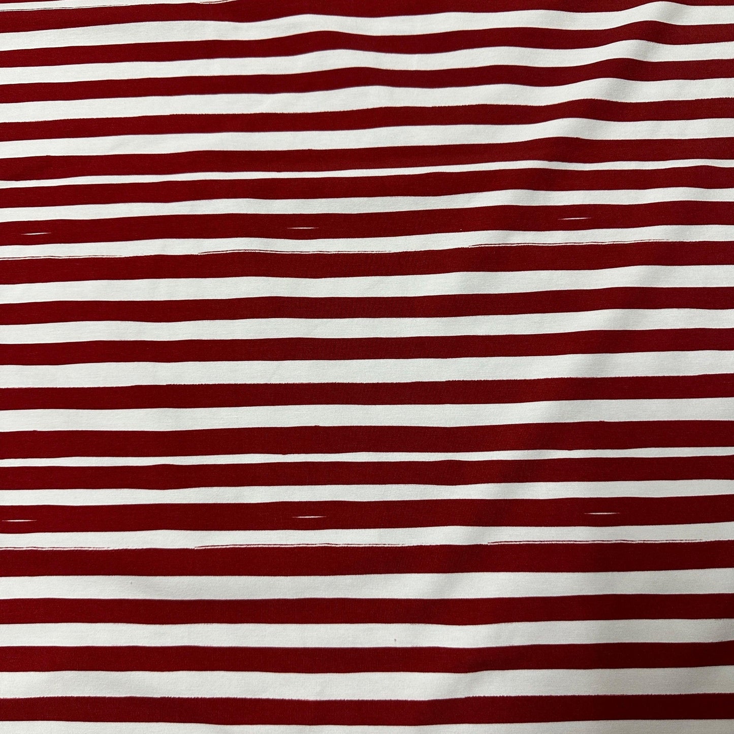 Red and White Stripes on Bamboo/Spandex Jersey Fabric - Nature's Fabrics