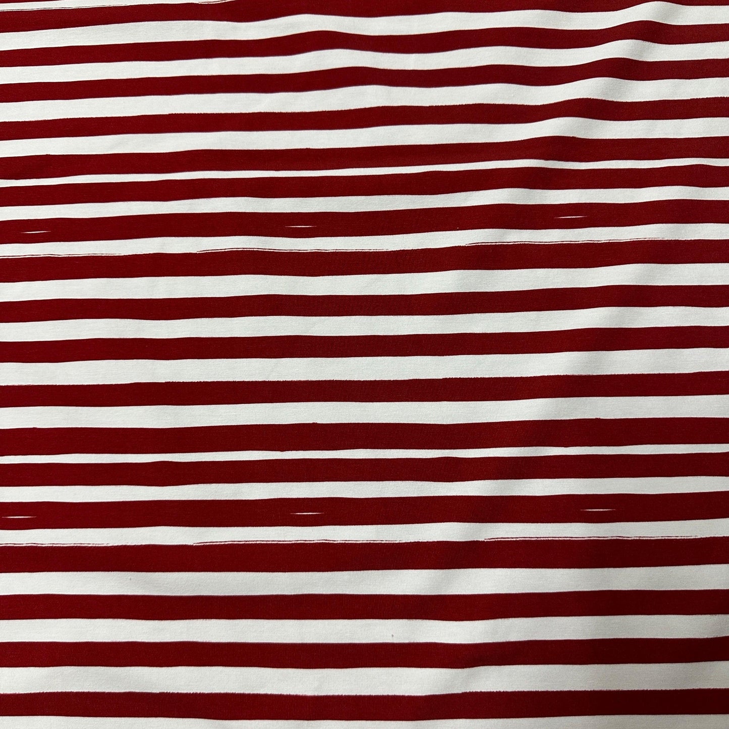 Red and White Stripes on Bamboo/Spandex Jersey Fabric - Nature's Fabrics