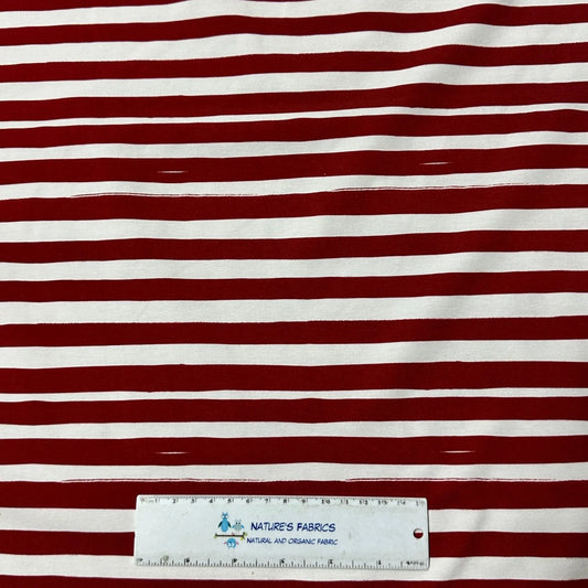 Red and White Stripes on Bamboo/Spandex Jersey Fabric - Nature's Fabrics